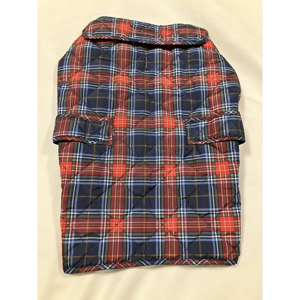 St. John's Bark Dog Coat Size Large Blue Red Plaid